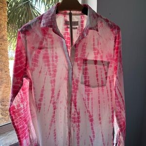 Lucky Brand Pink Tie-Dye Button-Up Shirt